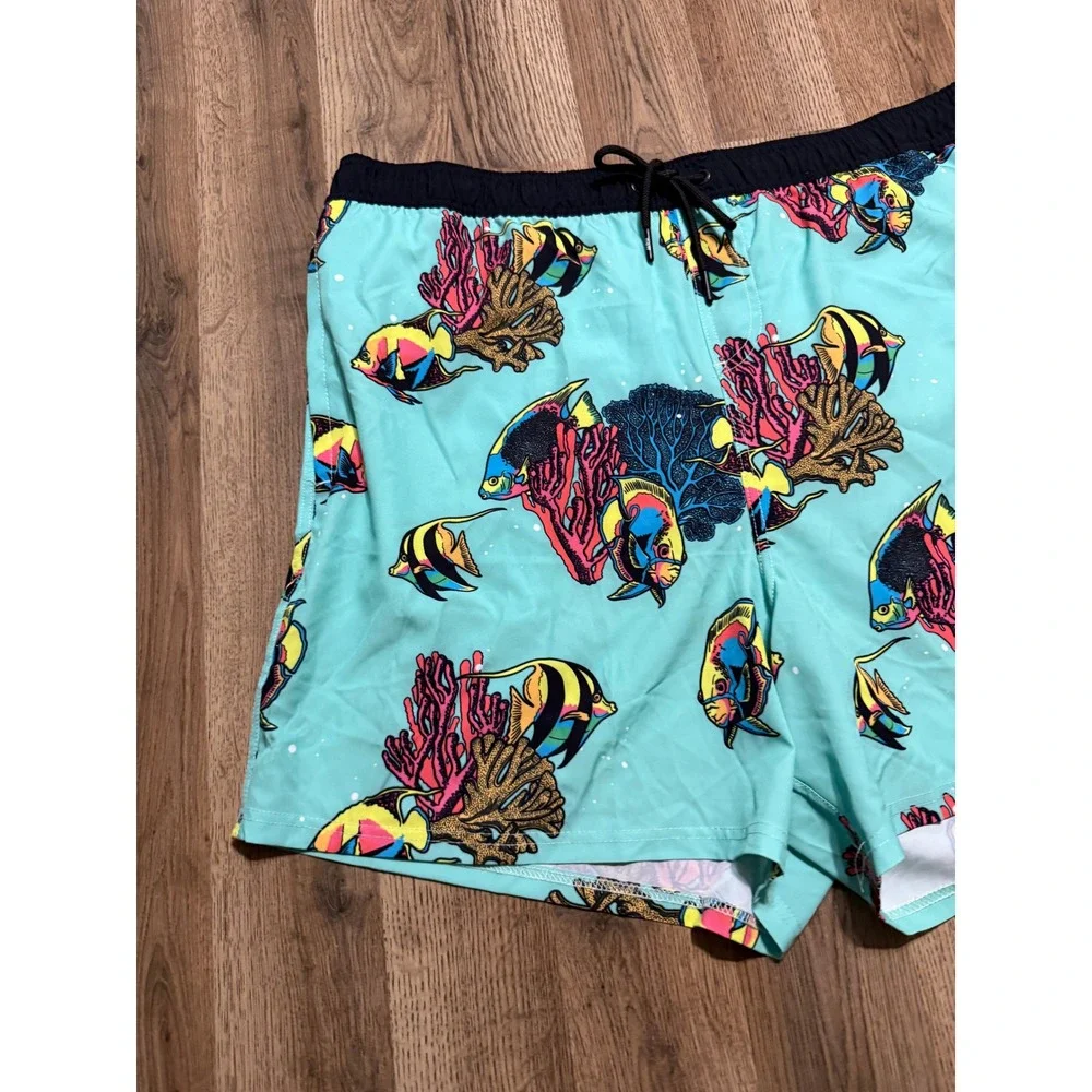 Neff Shorts Mens Size 3XL Aqua Blue Tropical Fish Board Shorts Swim Trunks